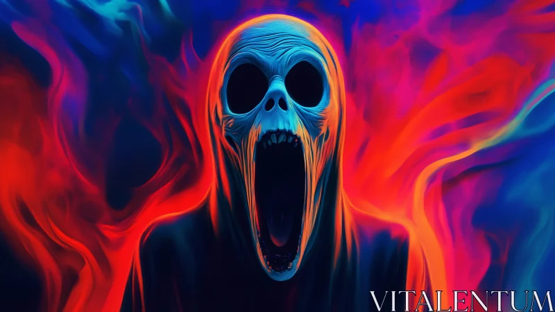 Neon spectral scream engulfs void in blazing chroma storm