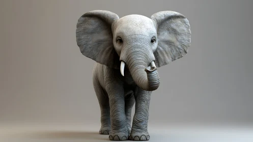 Gentle young elephant stepping forward with quiet curiosity.