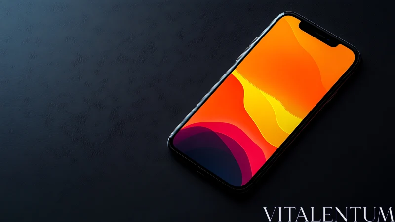 Smartphone displaying vibrant gradient wallpaper design.