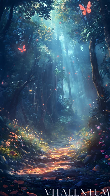 Enchanted Forest Path: Magical Journey Through Glowing Woodland