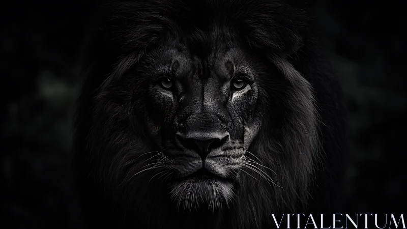 Low key lion portrait reveals detailed facial structure and mane
