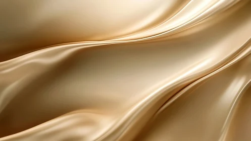 Specular champagne silk folds with continuous wave dynamics.