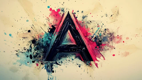 Dynamic letter A rendered in vivid abstract paint explosion.