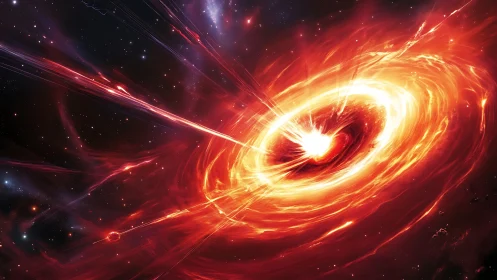 Starfire maelstrom swirling around a hungry cosmic core.