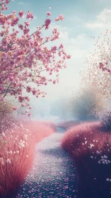 Chromatic blossom corridor with atmospheric depth mapping.