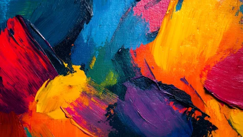 Vibrant abstract oil painting with bold, textured brushstrokes.