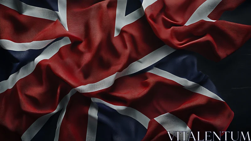 Soft folds of a Union Jack flag in gentle shadowed light.