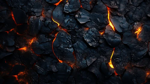 Incandescent Coal Bed With Magma Rivulets and Thermal Gradient Transitions