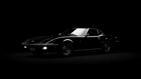 Black classic coupe isolated in studio style low key lighting