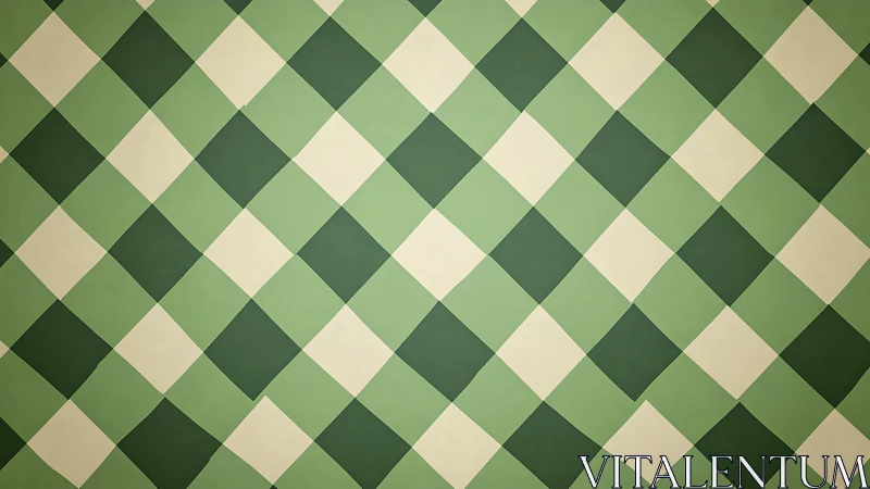 Green and cream diamond checkered geometric surface pattern.