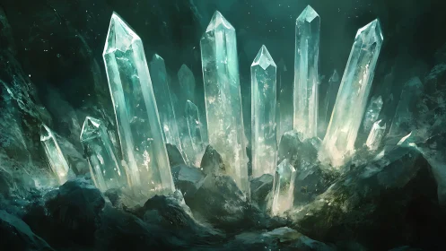 Luminescent crystal cluster rendered with volumetric subsurface glow