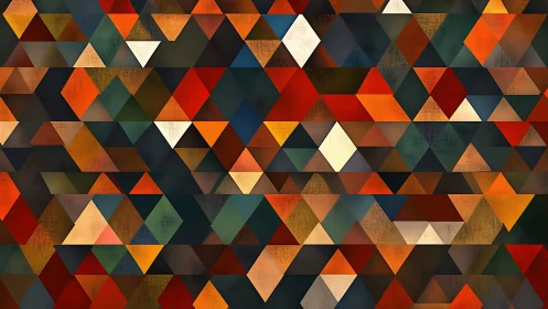 Geometric triangular pattern in layered warm color fields.