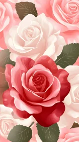 Blooming roses: crimson and cream layered florals.