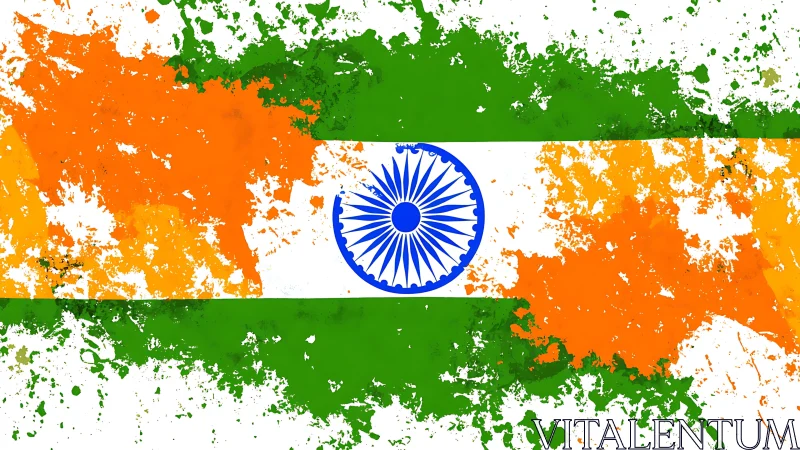 Indian tricolour flag rendered in dynamic paint splashes.