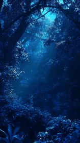 Ethereal Forest Canopy Illuminated by Celestial Light
