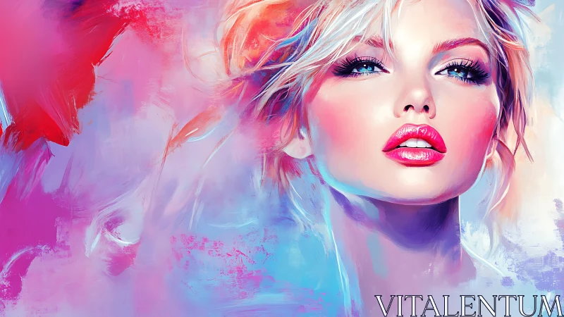 Digital portrait of woman with vivid abstract color field.