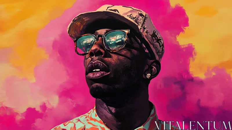 Sun soaked portrait in bold pink and golden daydreams.