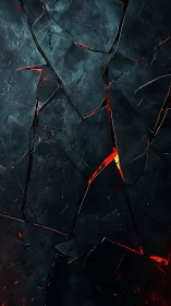 Fractured basalt plate with molten fissure accents vertical layout.