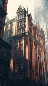 Sunlit brick towers whisper against glassy city giants.