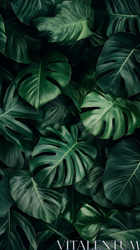 Lush monstera foliage forms a deep tropical green tapestry.