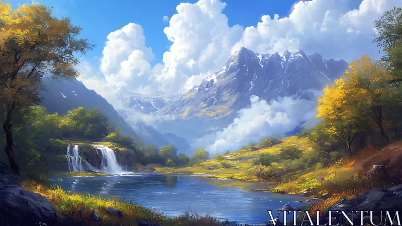 Cloud kingdoms lean over a quiet valley of silver water