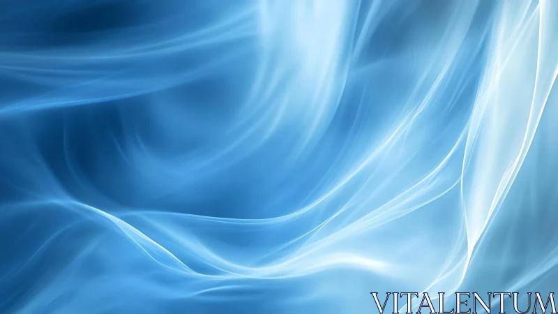 Soft Blue Abstract Waves Digital Art with Flowing Light Effect.