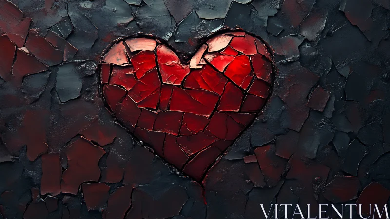 Cracked Red Heart Through Dark Decay.