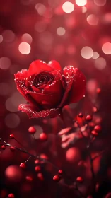 Crimson Romance Blooms Against Soft Bokeh Symphony
