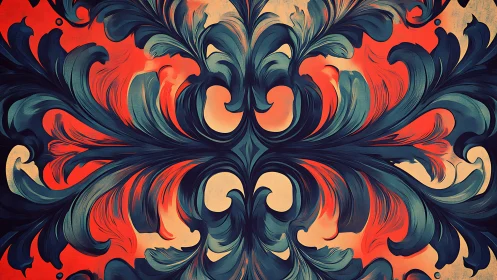 Flaming teal foliage curls into a mirrored baroque vortex