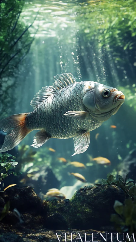 High-detail silver carp rendered in volumetric underwater light field
