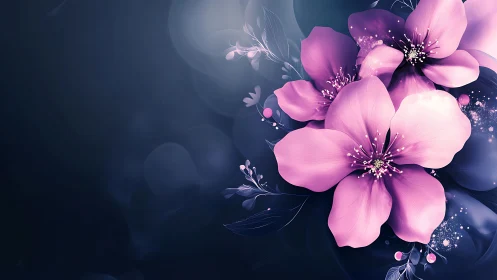 Pink Blossoms Dance Against Twilight Skies.