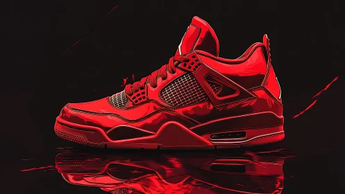 Electric red sneaker artwork showcases bold streetwear energy