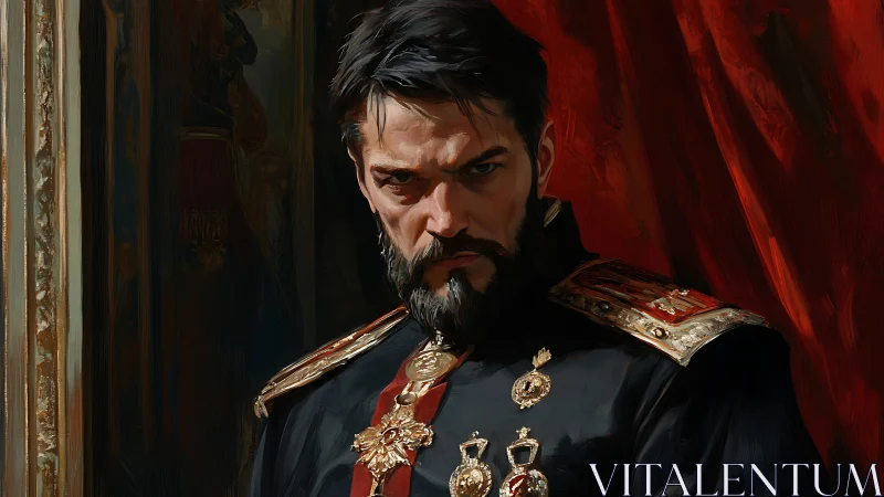 Bearded military officer in formal decorated uniform portrait.