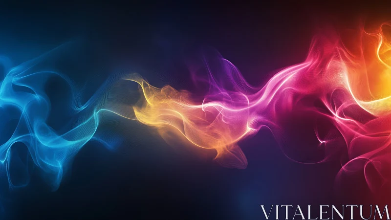 Luminous Neon Smoke Streams Flow Across Dark Background