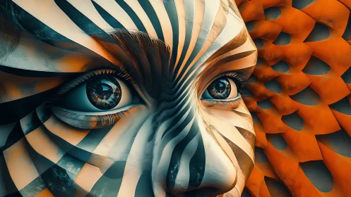 Striped gaze unfurls through surreal eyes and molten petals.