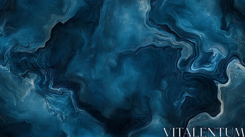 Deep Blue Marble Abstract Texture with Fluid Swirling Patterns.