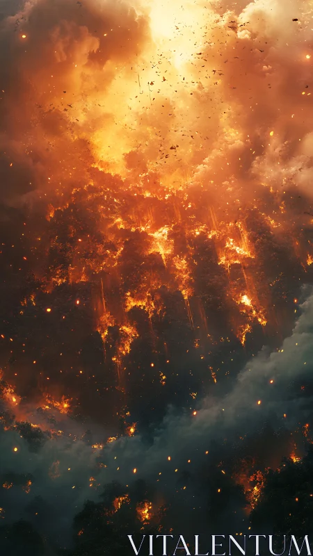 Inferno's Crown: Forest Consumed in Golden Celestial Fury