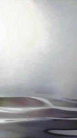 Soft light grazes metallic liquid waves in muted space
