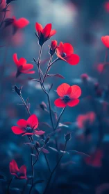 Crimson Blossoms Ignite Against Twilight Dreams.