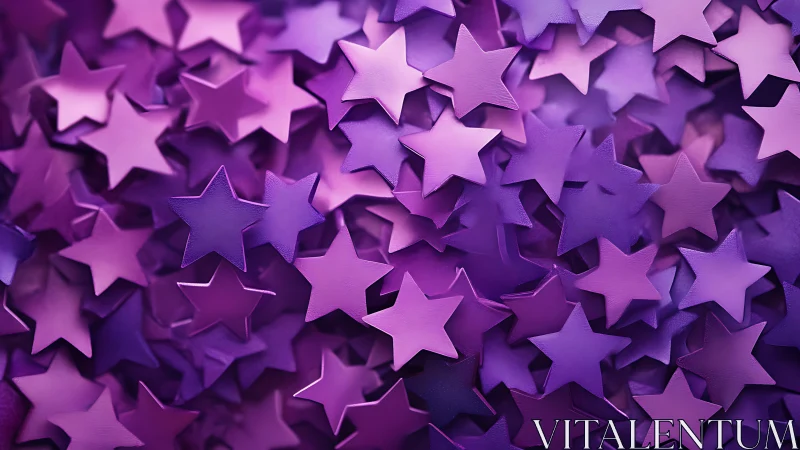 Purple metallic stars form layered abstract background.