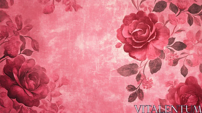 Monochromatic Rose Bloom Arrangement With Vintage Texture Overlay.