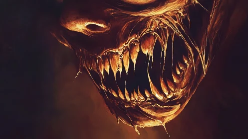 Demonic skull reveals molten jaws inside collapsing void