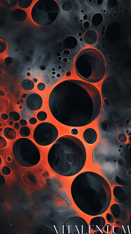 Molten voids drift through smoky steel in looping silence