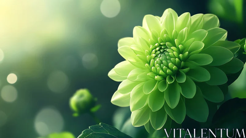 Chartreuse Dahlia Unfolds in Luminous Garden Dream.