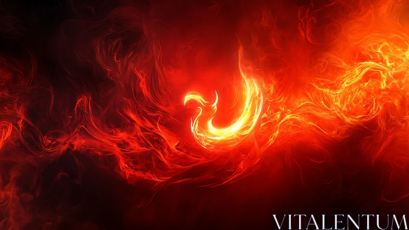 Fiery Phoenix Emblem in Glowing Red and Gold Flames.