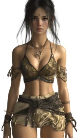 Confident fantasy adventurer stands ready in layered leather