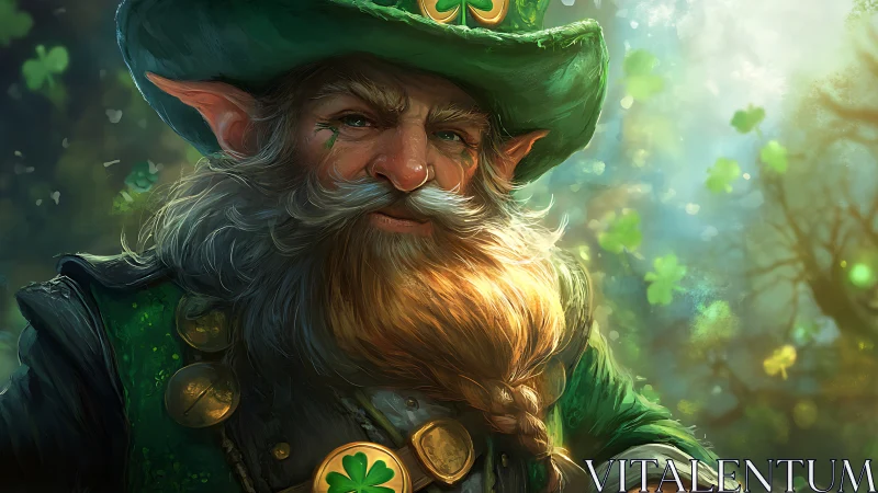 Leprechaun portrait renders luminous clover-lit forest atmosphere