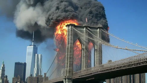 Brooklyn Bridge Erupts: Architectural Icon Meets Fiery Drama