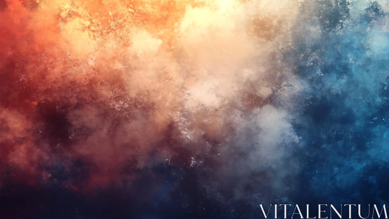 Abstract textured sky with vibrant orange and blue gradient hues.