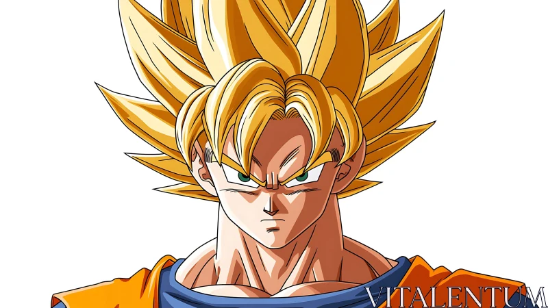 Anime warrior with golden spiked hair in focused pose.